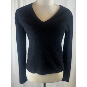Mainbocher Pure Cashmere Sweater M Black V-Neck Long Sleeve Luxury Pullover